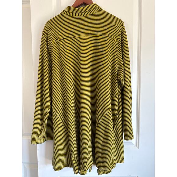 Kleen Womens Black and Yellow Striped Button Down Collared Sweater Jacket XL NWT - Picture 6 of 9